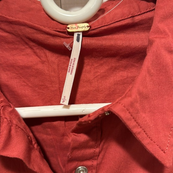 Free People Thea Button down Mini Shirt Dress Tunic Rust Color - Picture 9 of 10